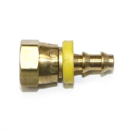 Easy Lock Brass Hose Fittings, Connectors, 1/4 Push-Lock Barb X 1/4 Swivel Female NPT End, PK 25